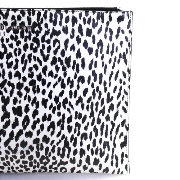 Saint Laurent White Black Cheetah Print Flat Clutch Bag - Picture 5 of 16